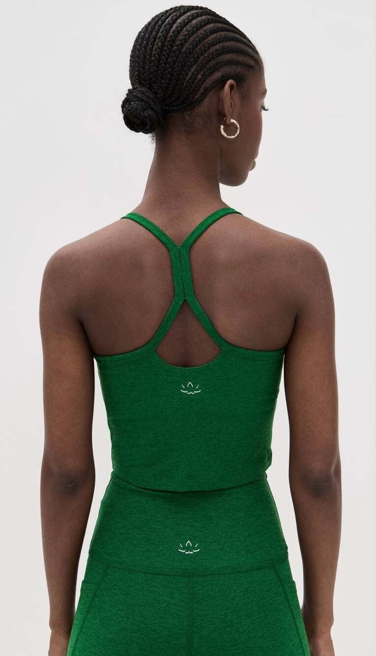 Beyond Yoga Spacedye Slim Racerback Cropped Green Tank Size XS New with Tags - Picture 3 of 10